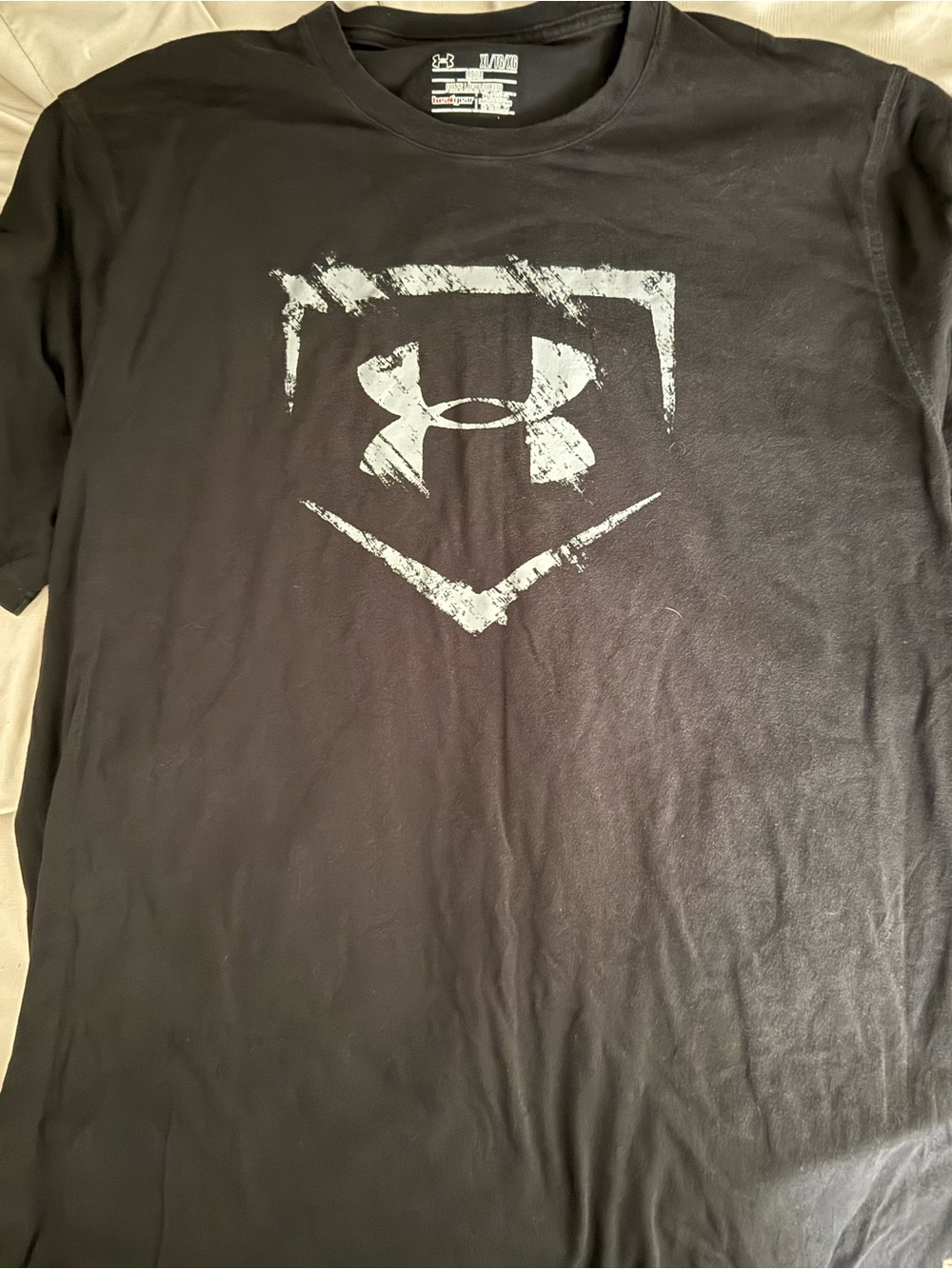 Under Armour Black Short-Sleeve Tee with Distressed White Logo